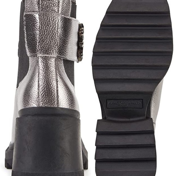 KARL LAGERFELD PARIS Pippa Crystal Embellished Platform Boot | Gunmetal Size 6 - Picture 5 of 9